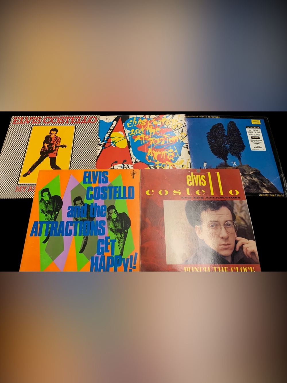 Vintage Elvis Costello Vinyl Record collection. 5 Great albums